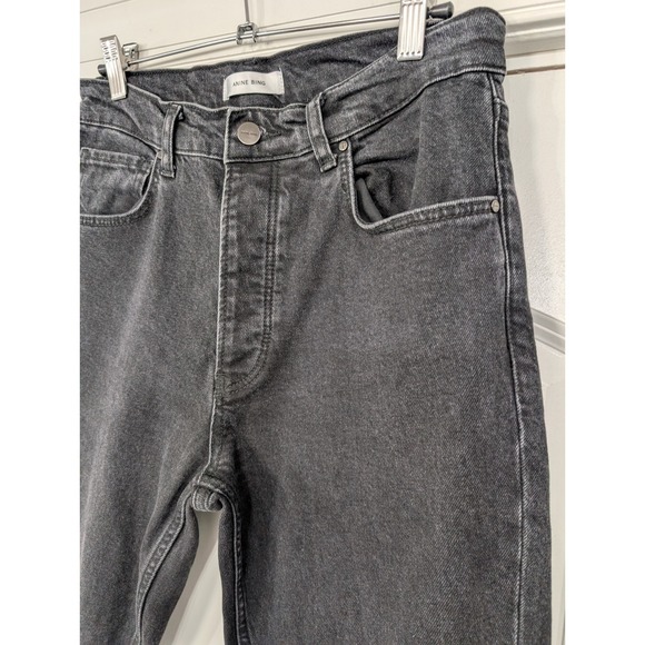 ANINE BING Black Denim Cropped Raw Hem Flare Jeans Size 29‎ - Picture 2 of 9